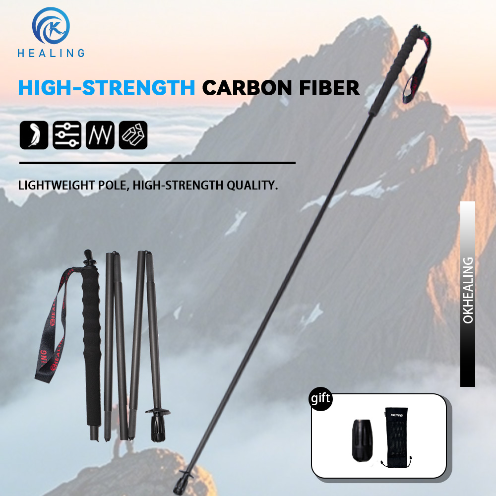 Trekking Pole Carbon - OKHEALING 110g Ultralekkie 5-segmentowe składane kije