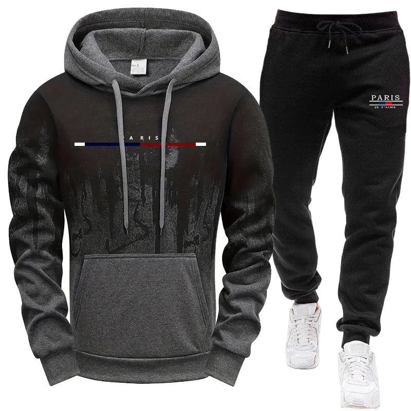 Joggers Pants - Męski zestaw/bluza z kapturem/spodnie jesienno-zimowe, bluza