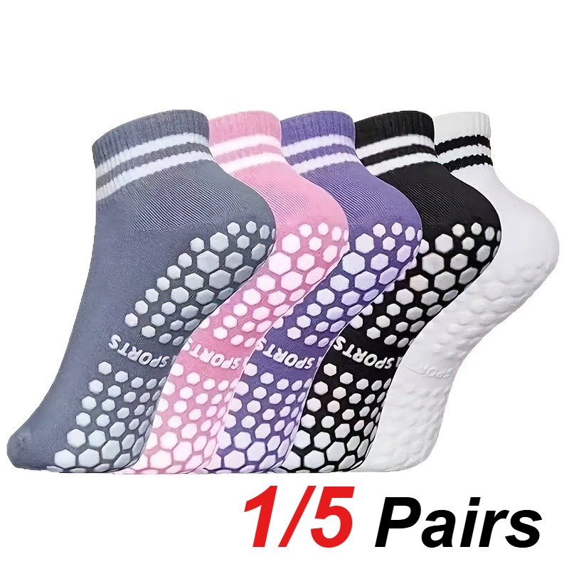 Sports Socks - 1/5 Para Damskich Silikonowych Antypoślizgowych Skarpet