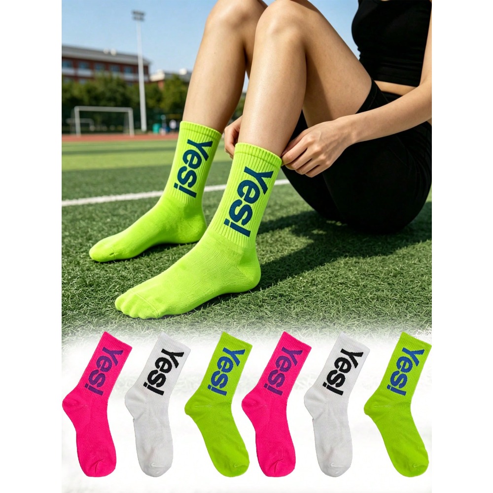 Sports Socks - 1/4 Para Skarpetek z Fluorescencyjnym Wzorem