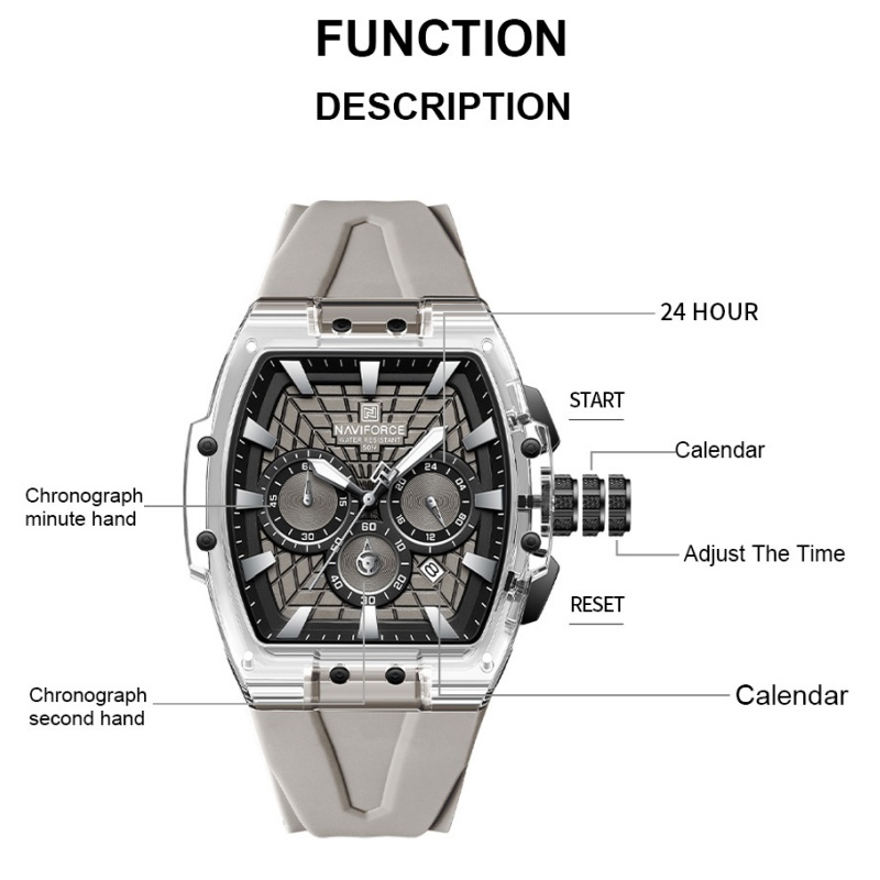 Running Watch - Zegarek męski NAVIFORCE, wodoszczelny 5ATM, wielofunkcyjny